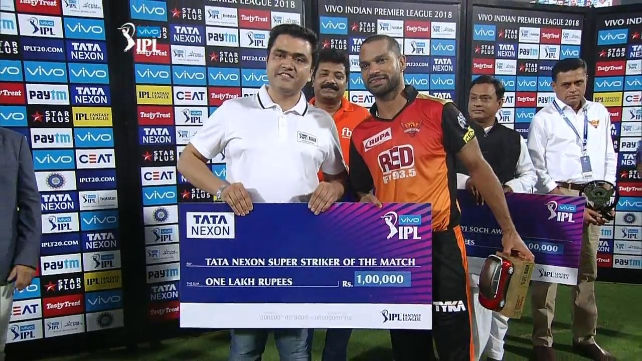 M04: SRH vs RR – TATA nexon super striker of the match – Shikhar Dhawan