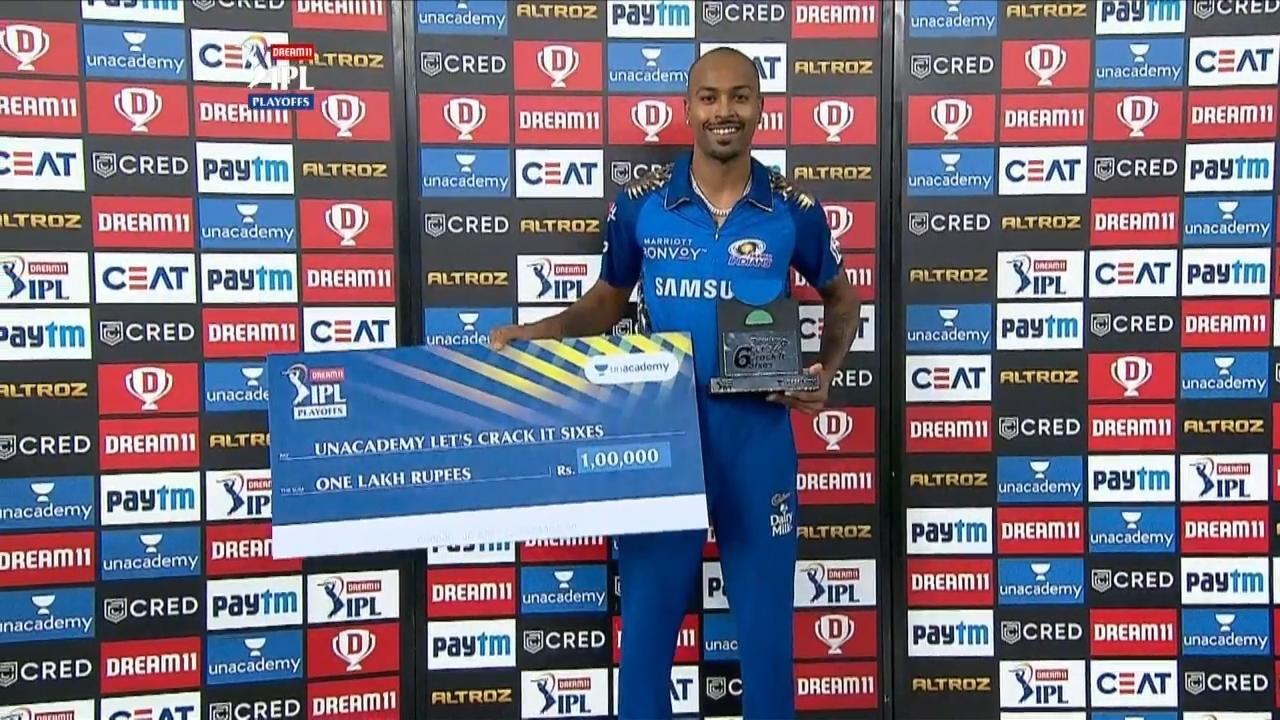 Q1: MI vs DC – Unacademy Lets Crack It Sixes of the Match – Hardik Pandya