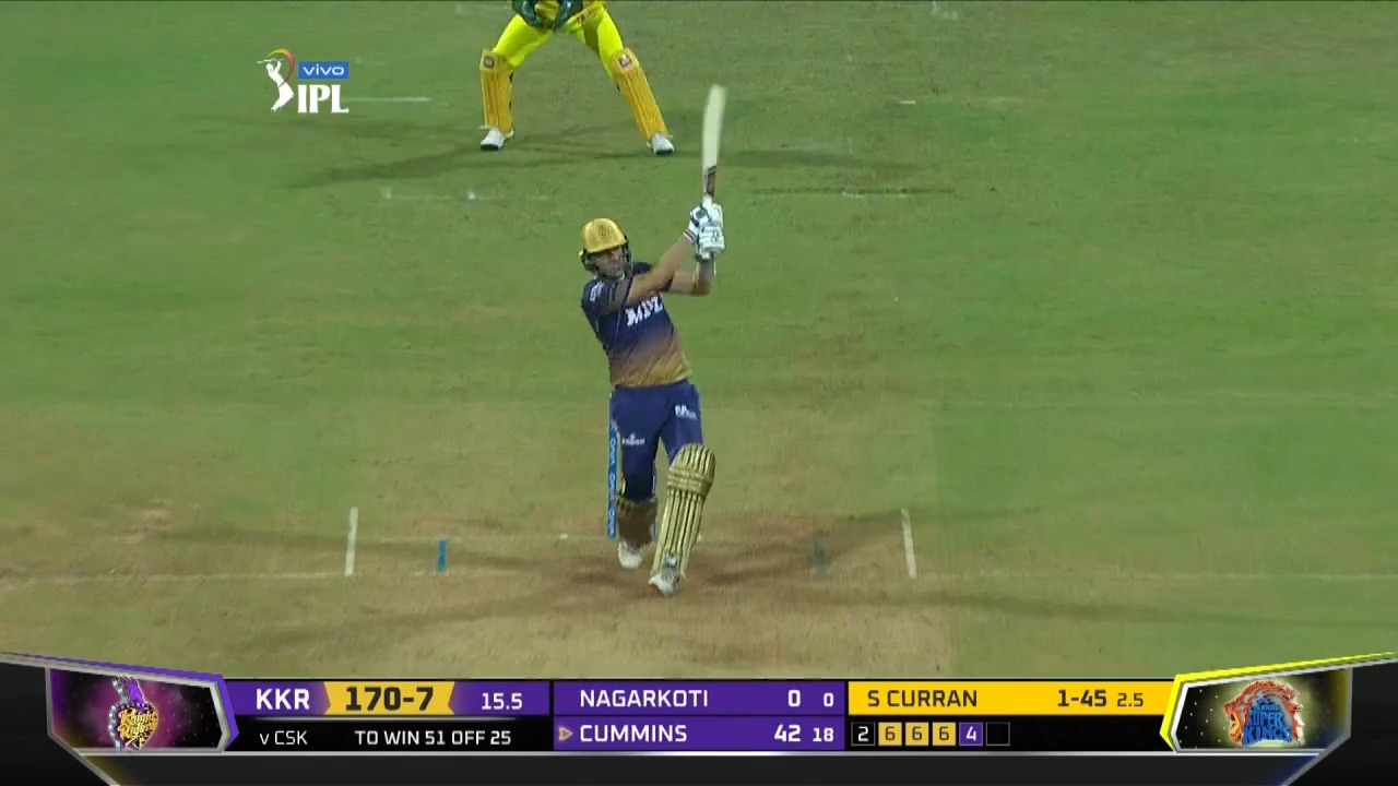 M15: KKR vs CSK – Pat Cummins Six background