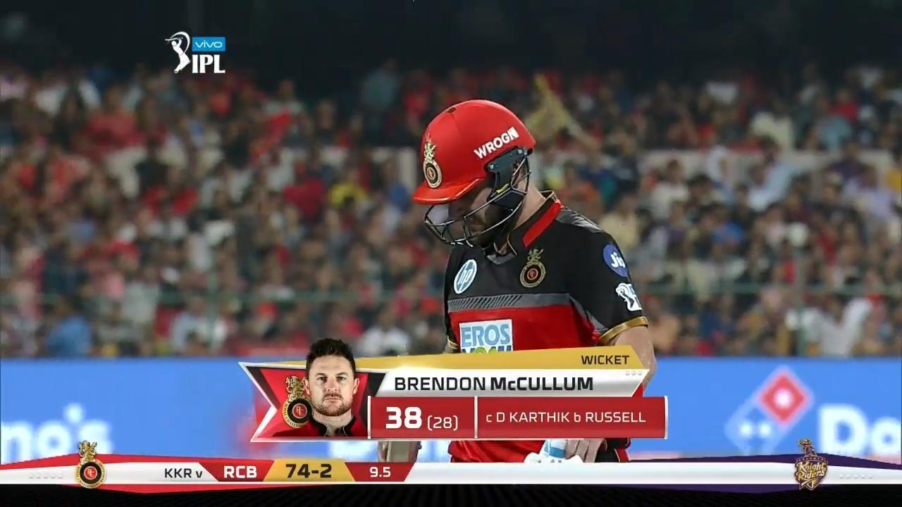 M29: RCB vs KKR – Brendon McCullum Wicket
