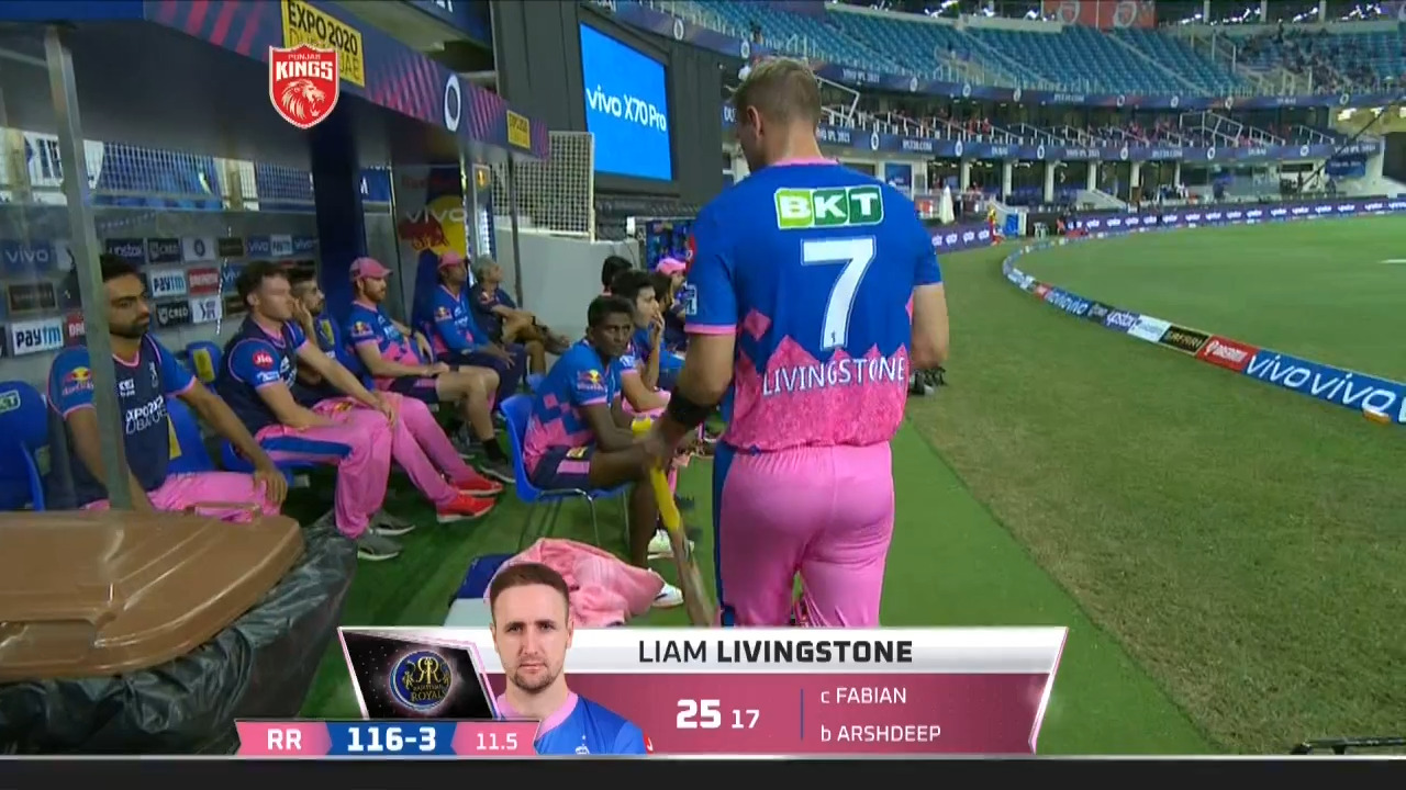 M32: PBKS vs RR – Liam Livingstone Wicket