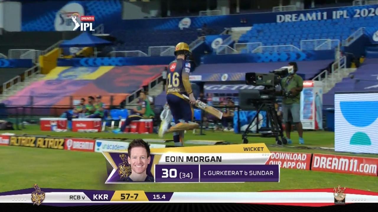 M39: KKR vs RCB – Eoin Morgan Wicket