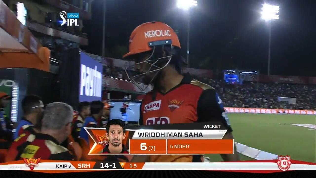 M16: KXIP vs SRH – Wriddhiman Saha Wicket background