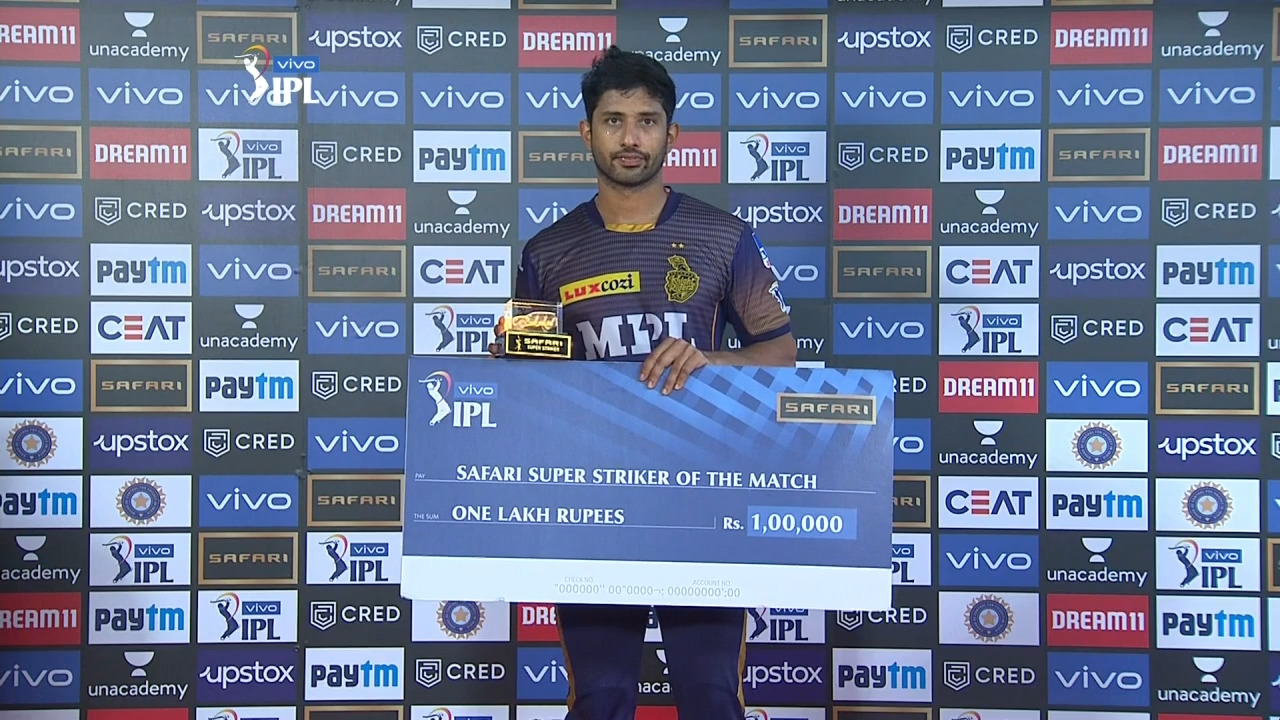 M54: KKR vs RR – Safari Super Striker of the Match – Rahul Tripathi background