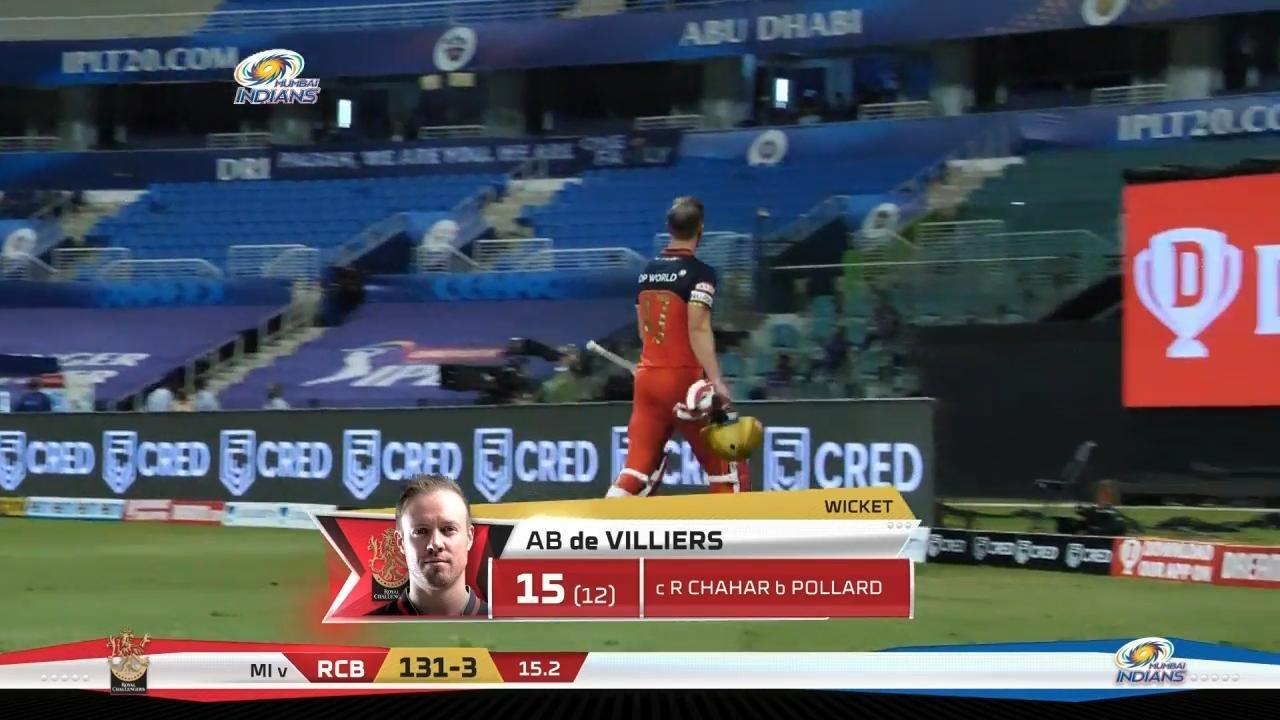 M48: MI vs RCB – AB de Villiers Wicket