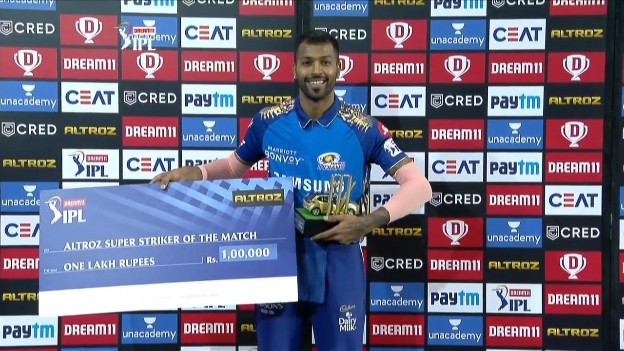 M13: KXIP vs MI – Altroz Super Striker of the Match – Hardik Pandya
