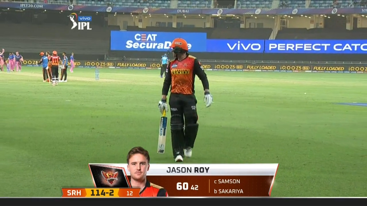 M40: SRH vs RR – Jason Roy Wicket background