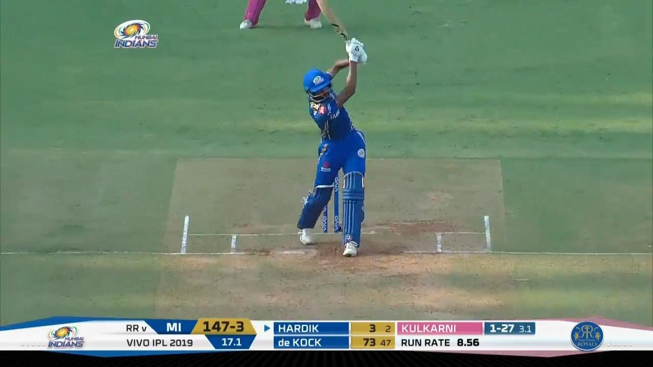 M27: MI vs RR – Hardik Pandya Six
