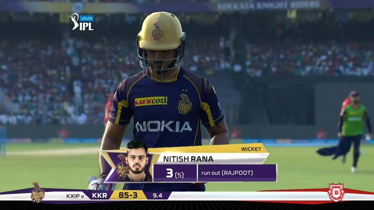 M18: KKR vs KXIP – Nitish Rana Wicket background