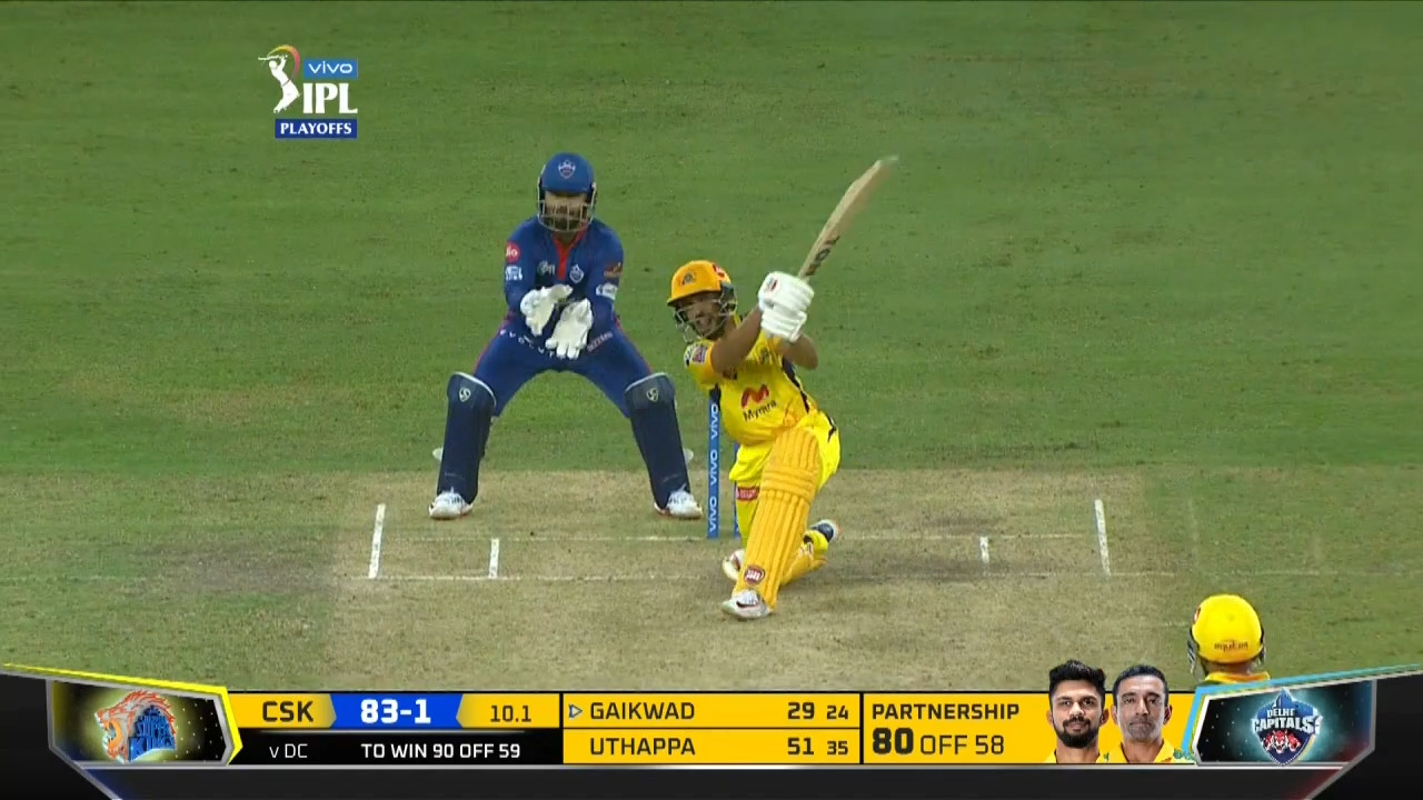 Q1: DC vs CSK – Ruturaj Gaikwad Six