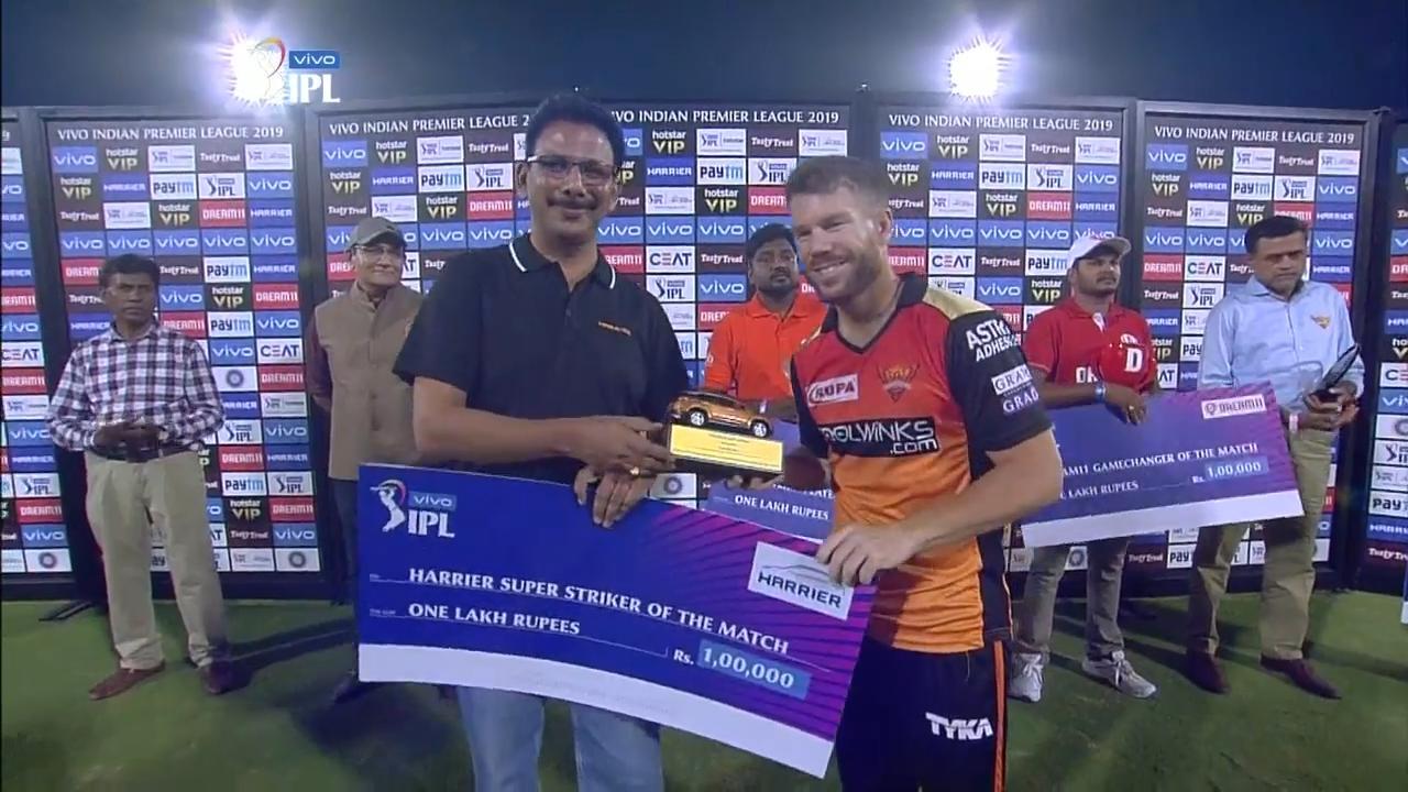 M33: SRH vs CSK – Harrier Super Striker of the Match – David Warner background
