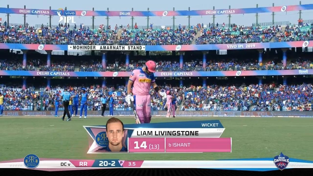 M53: DC vs RR – Liam Livingstone Wicket