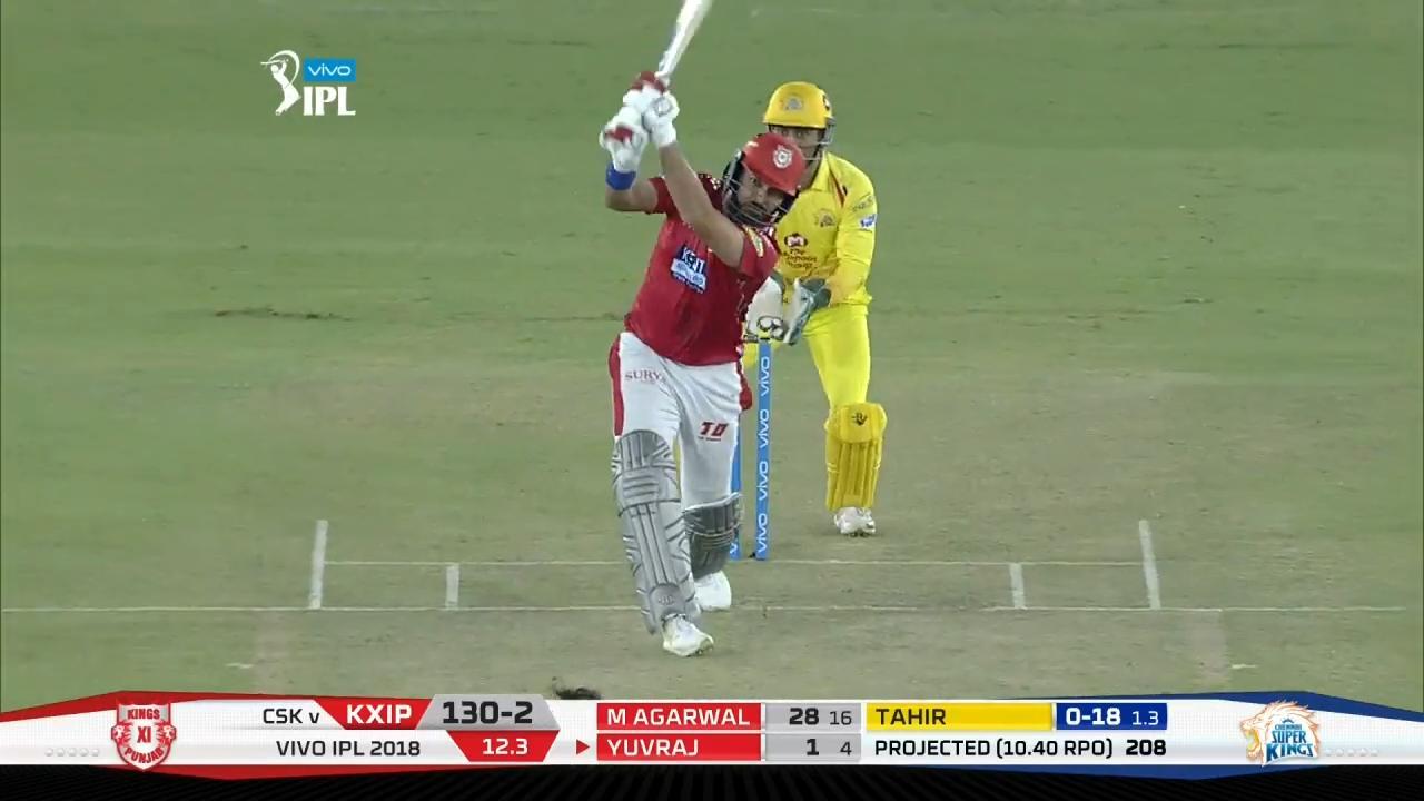 M12: KXIP vs CSK – Yuvraj Singh Six