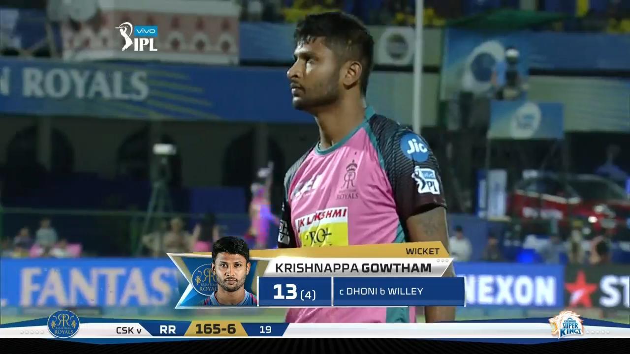 M43: RR vs CSK – Krishnappa Gowtham Wicket