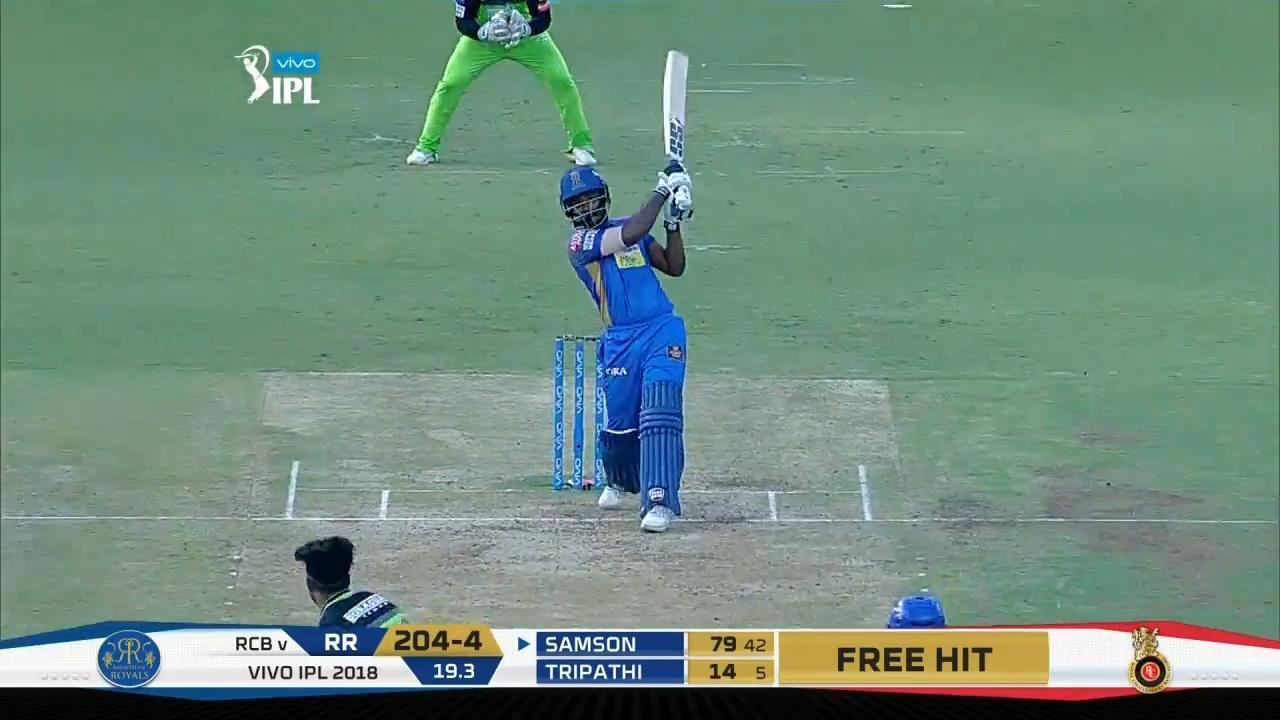 M11: RCB vs RR – Sanju Samson Six background