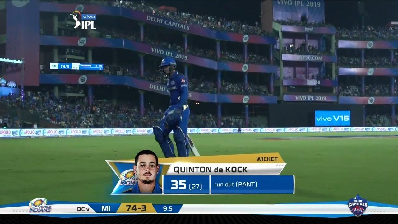 M34: DC vs MI – Quinton de Kock Wicket