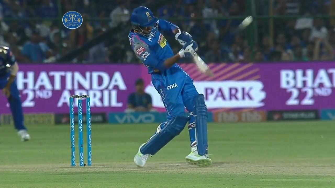 M21: RR vs MI – Krishnappa Gowtham Six background
