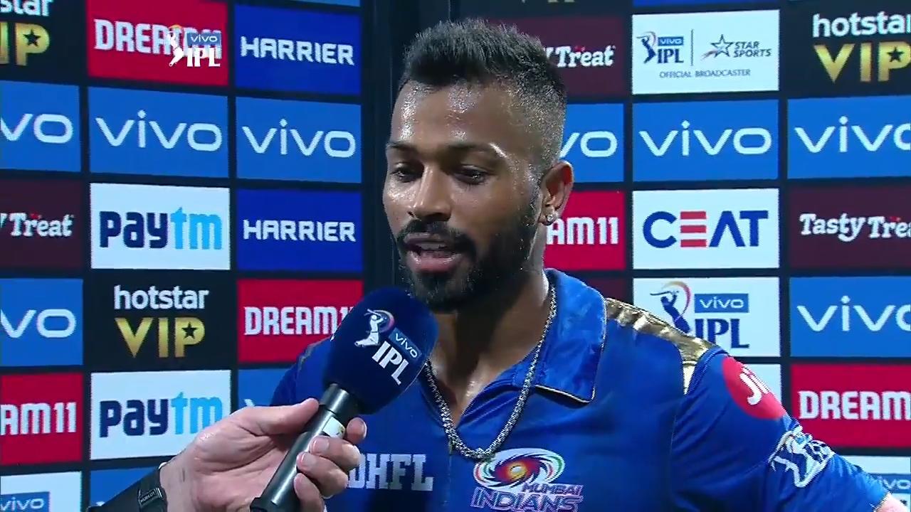 M56: MI vs KKR – Hardik Pandya Interview background