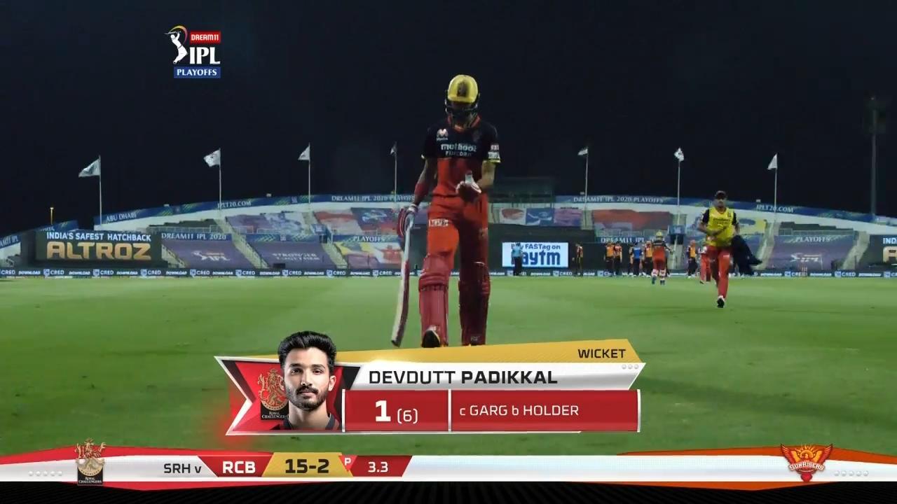 Eliminator: SRH vs RCB – Devdutt Padikkal Wicket