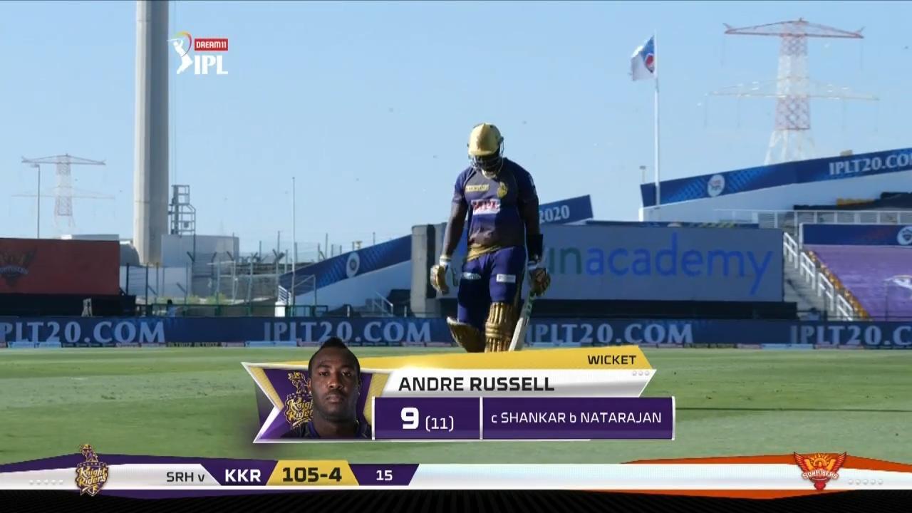 M35: SRH vs KKR – Andre Russell Wicket