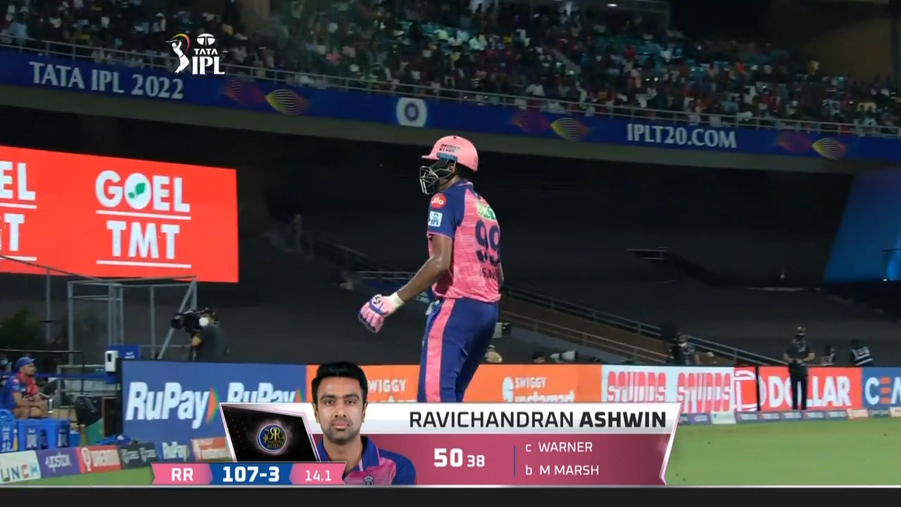 M58: RR vs DC – Ravichandran Ashwin Wicket