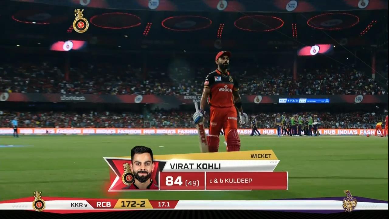 M17: RCB vs KKR – Virat Kohli Wicket