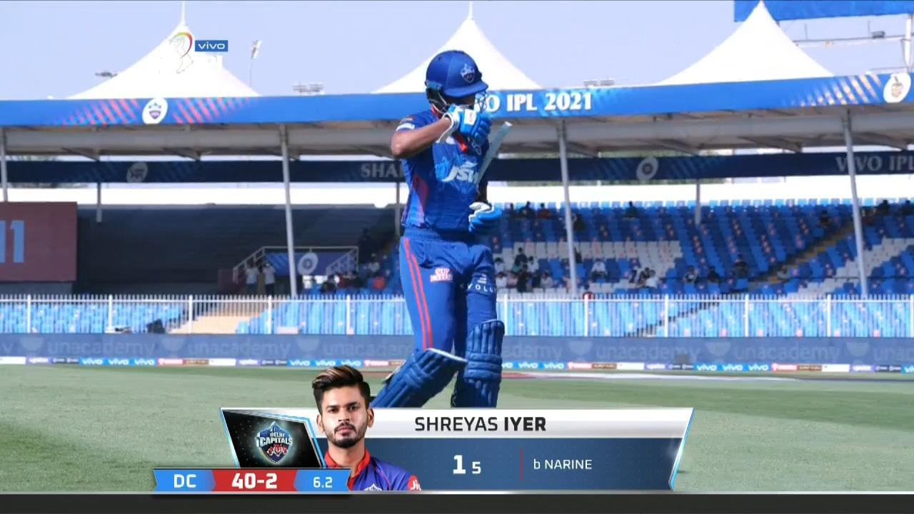 M41: KKR vs DC – Shreyas Iyer Wicket background