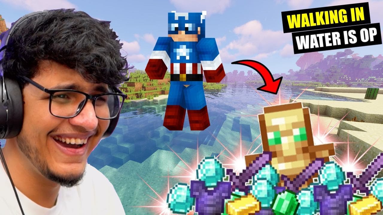 Minecraft But Walking in Water Drops OP Items!!!