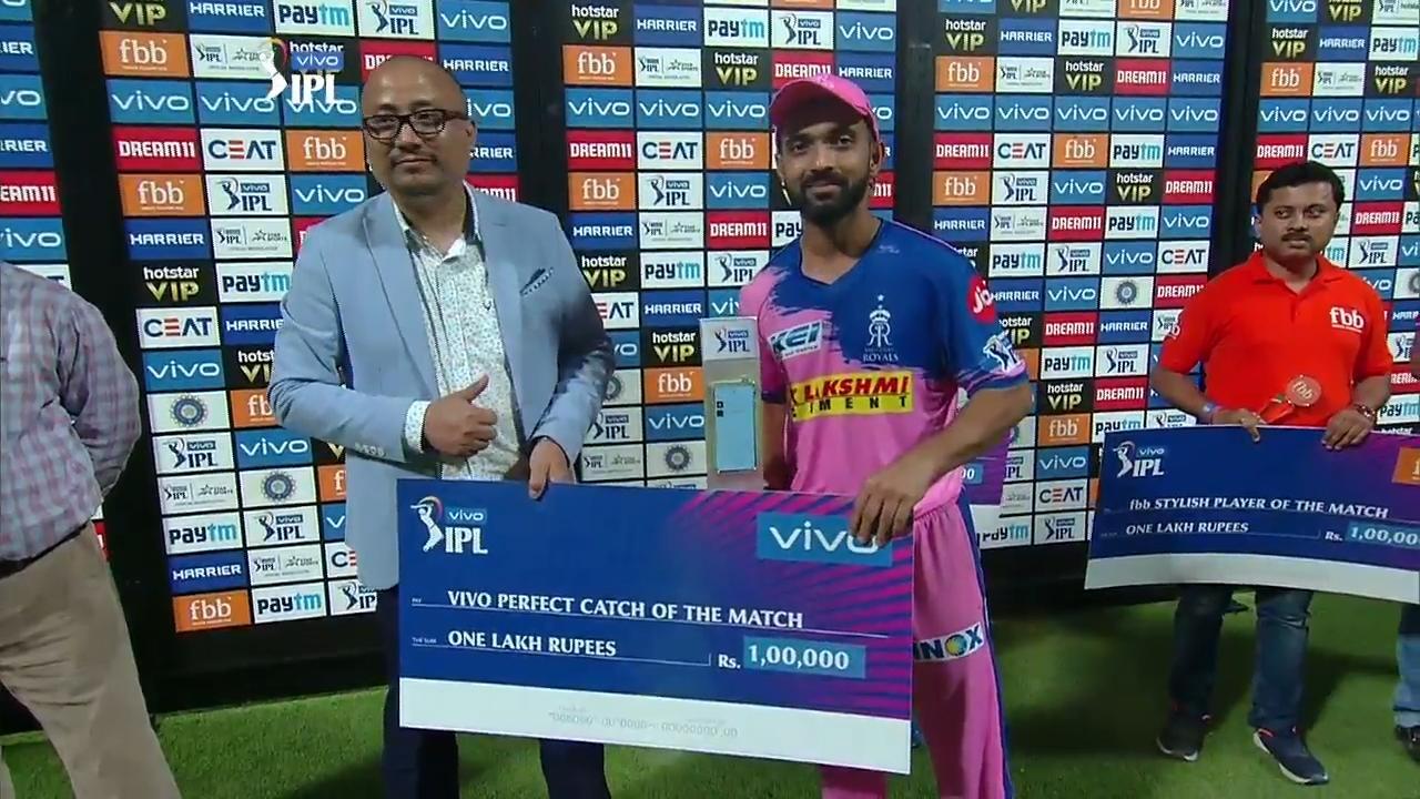 M43: KKR vs RR – VIVO Perfect Catch of the Match – Ajinkya Rahane