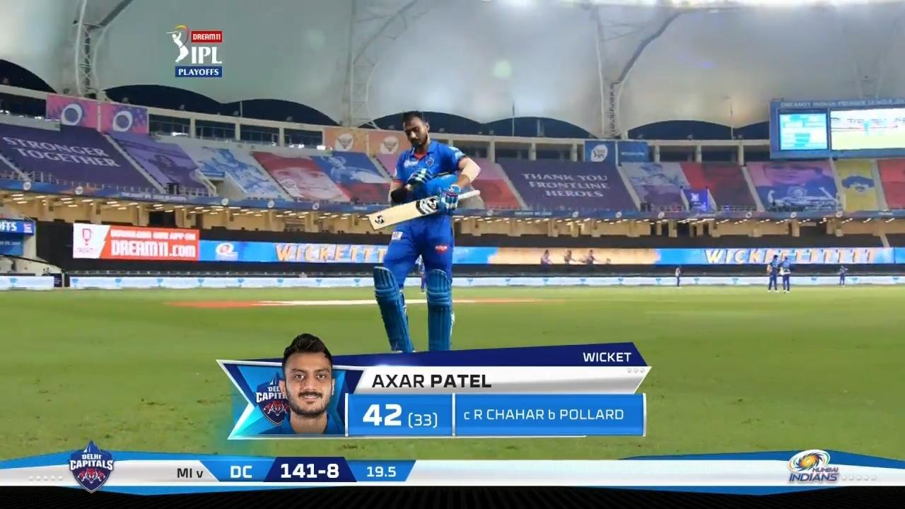 Q1: MI vs DC – Axar Patel Wicket