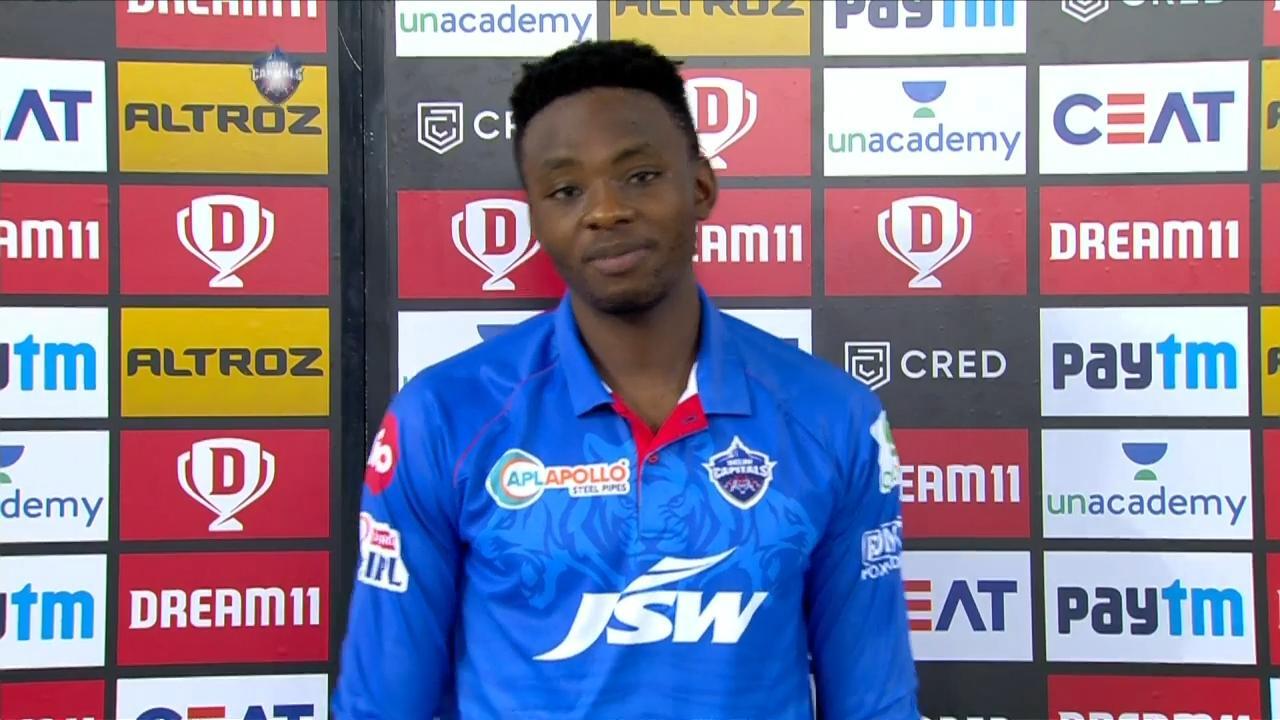 M02: DC vs KXIP – Kagiso Rabada Interview background