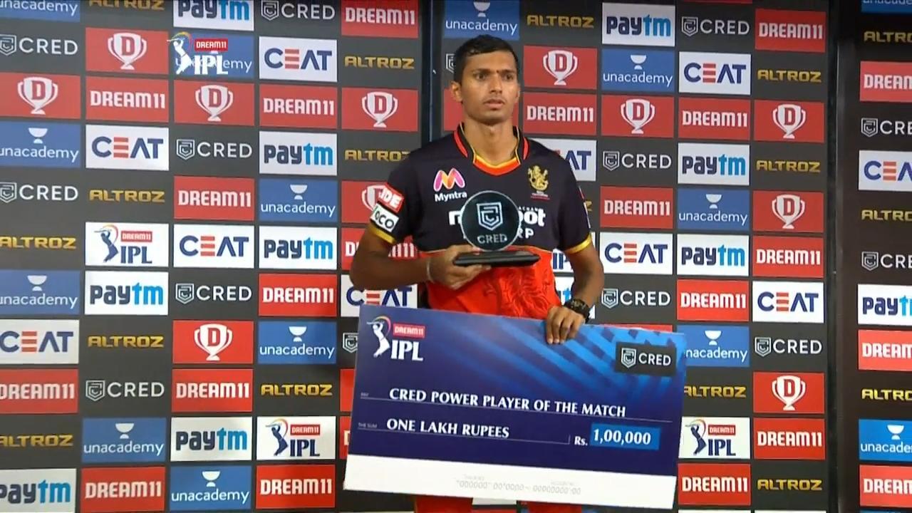 M28: RCB vs KKR – CRED Power Player of the Match – Navdeep Saini