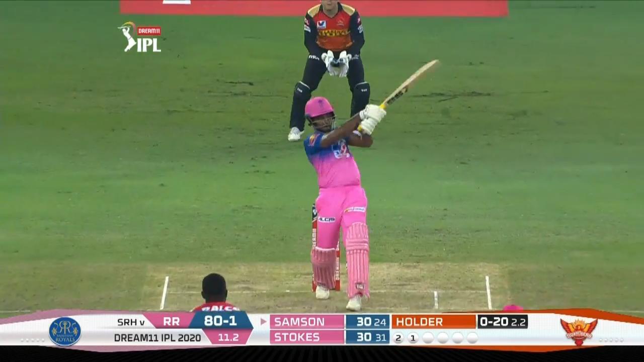 M40: RR vs SRH – Sanju Samson Six background