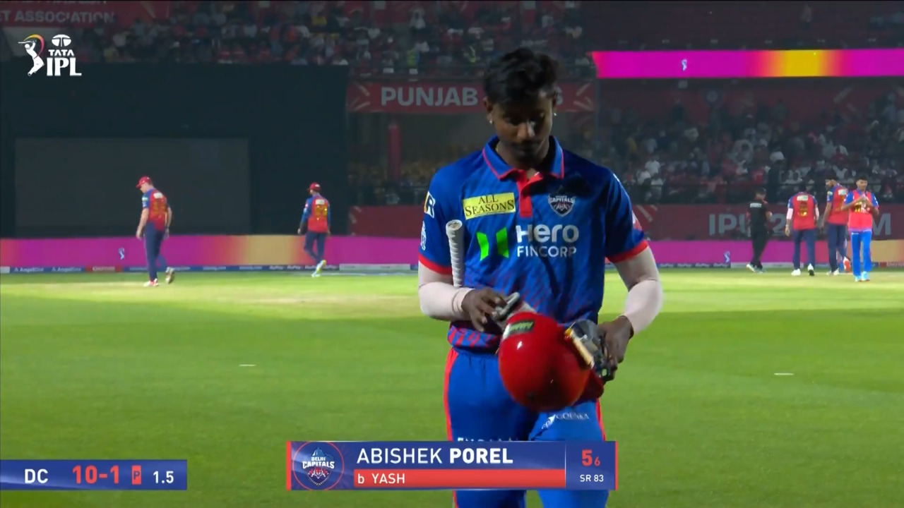 IPL 2026 M55: PBKS vs DC - Abishek Porel Wicket