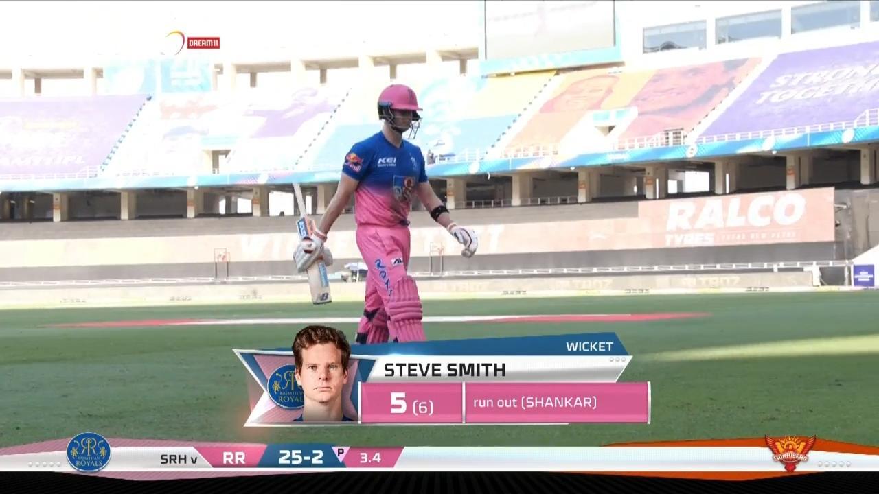 M26: SRH vs RR – Steve Smith Wicket