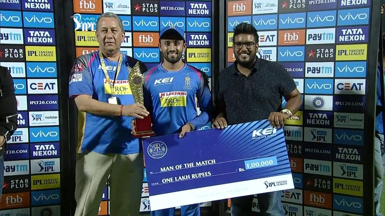 M53: RR vs RCB – Man of the Match – Shreyas Gopal background
