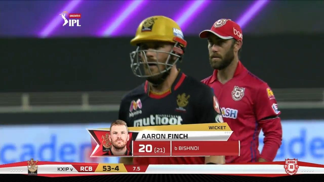 M06: KXIP vs RCB – Aaron Finch Wicket