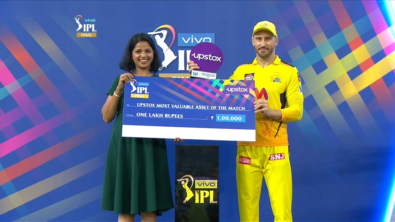 Final: CSK vs KKR – Upstox most valuable Asset of the match – Faf du Plessis