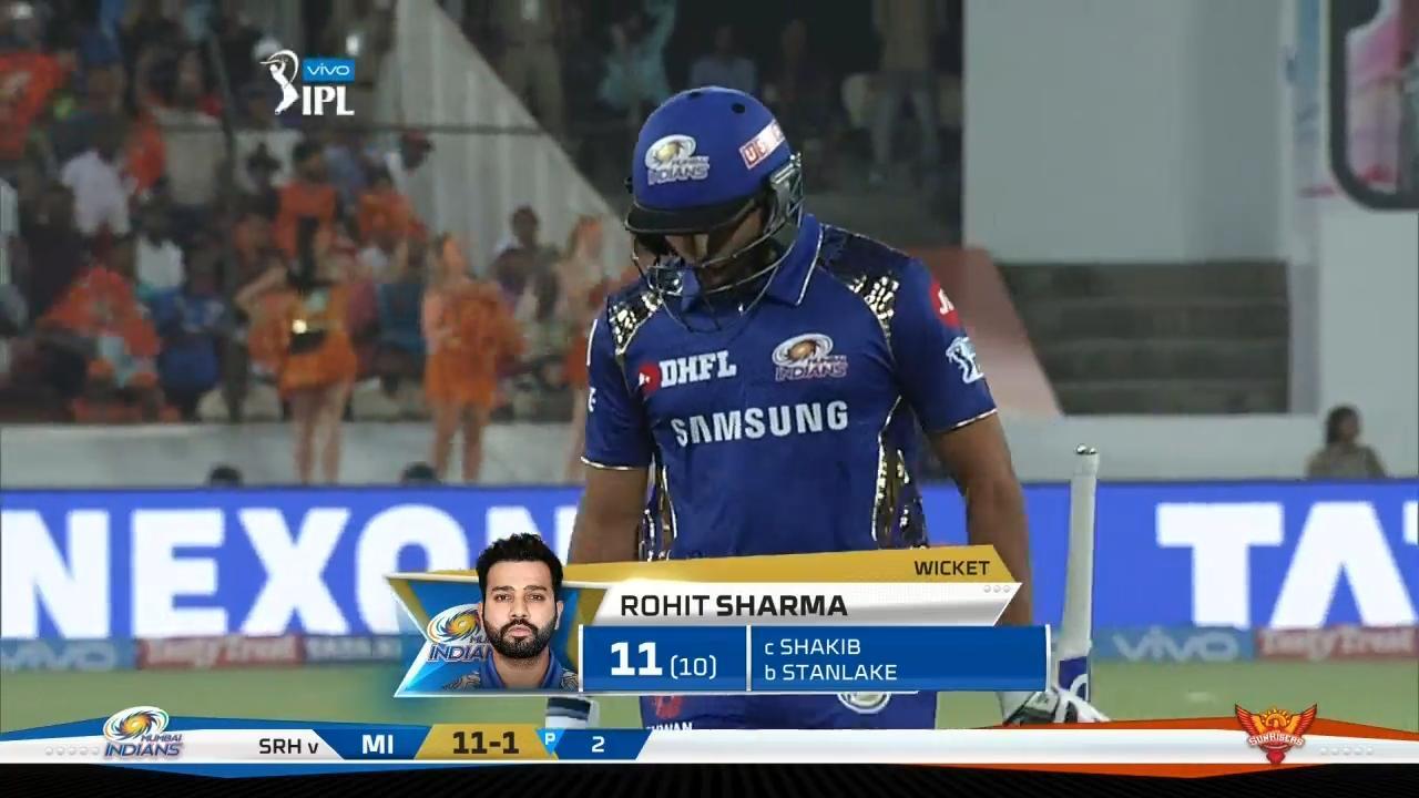 M07: SRH vs MI – Rohit Sharma Wicket