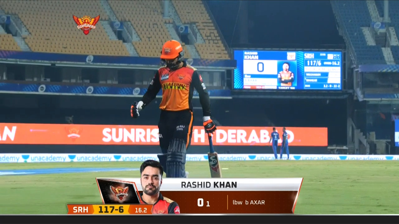 M20: SRH vs DC – Rashid Khan Wicket