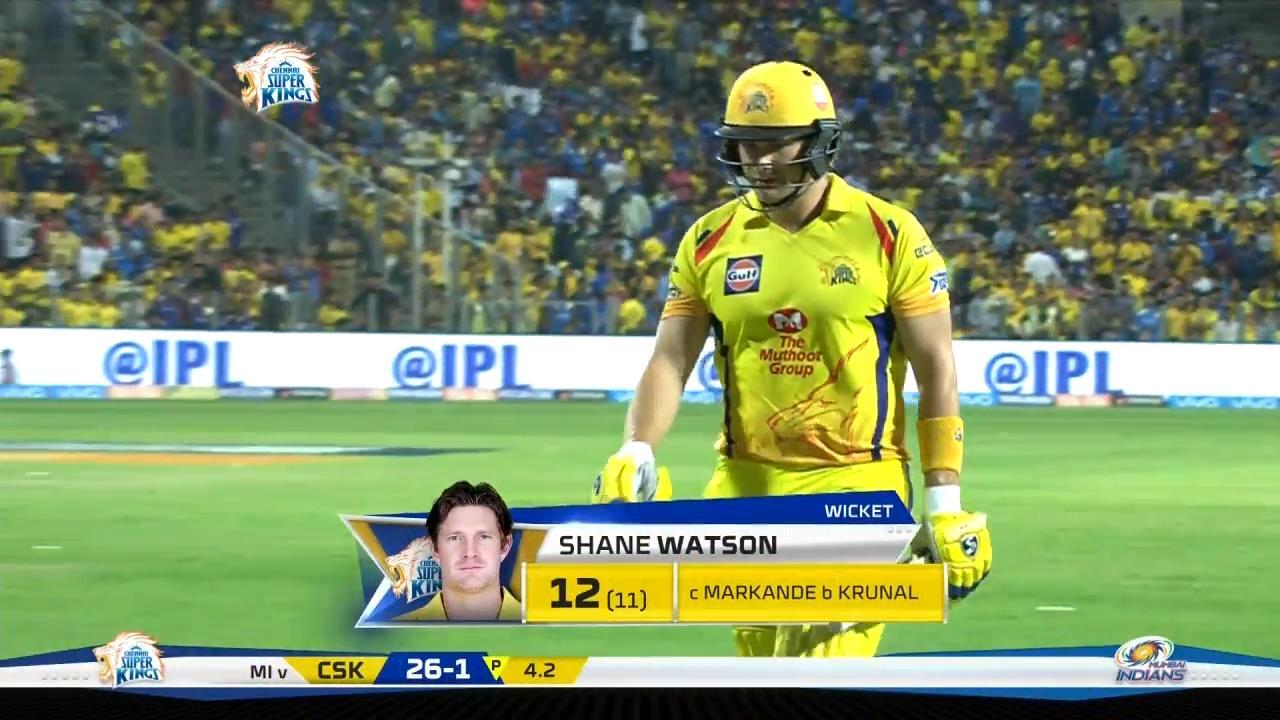 M27: CSK vs MI – Shane Watson Wicket