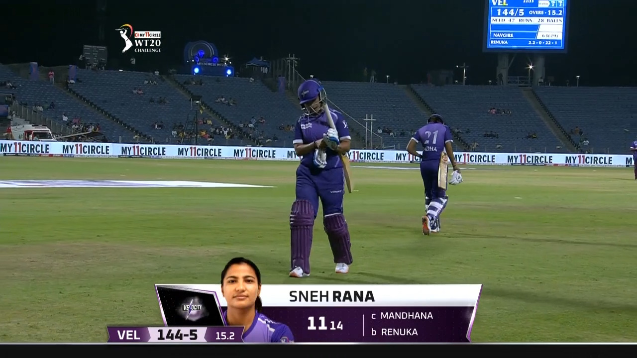 M03: Velocity vs Trailblazers – Sneh Rana Wicket