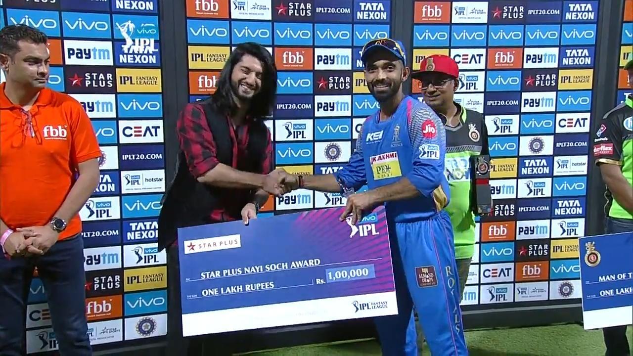 M11: RCB vs RR – Star Plus nayi soch award – Ajinkya Rahane