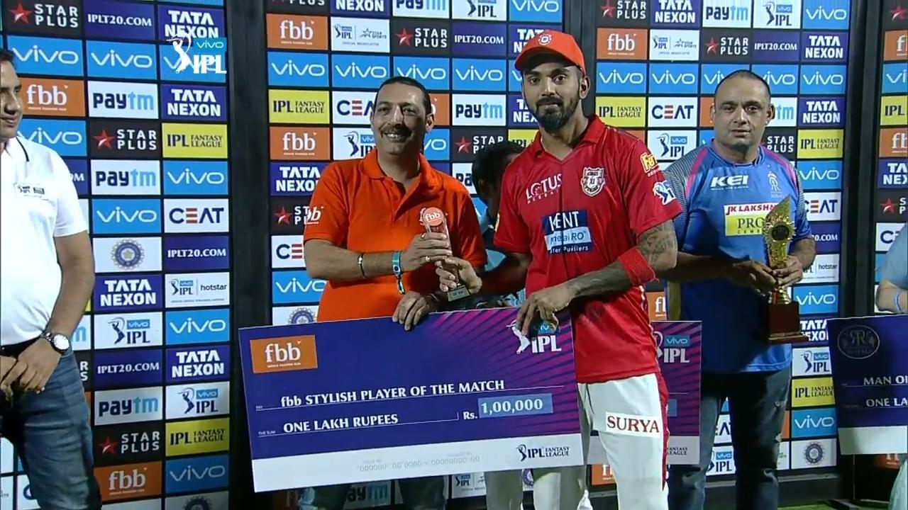 M40: RR vs KXIP – fbb Stylish player of the match – KL Rahul