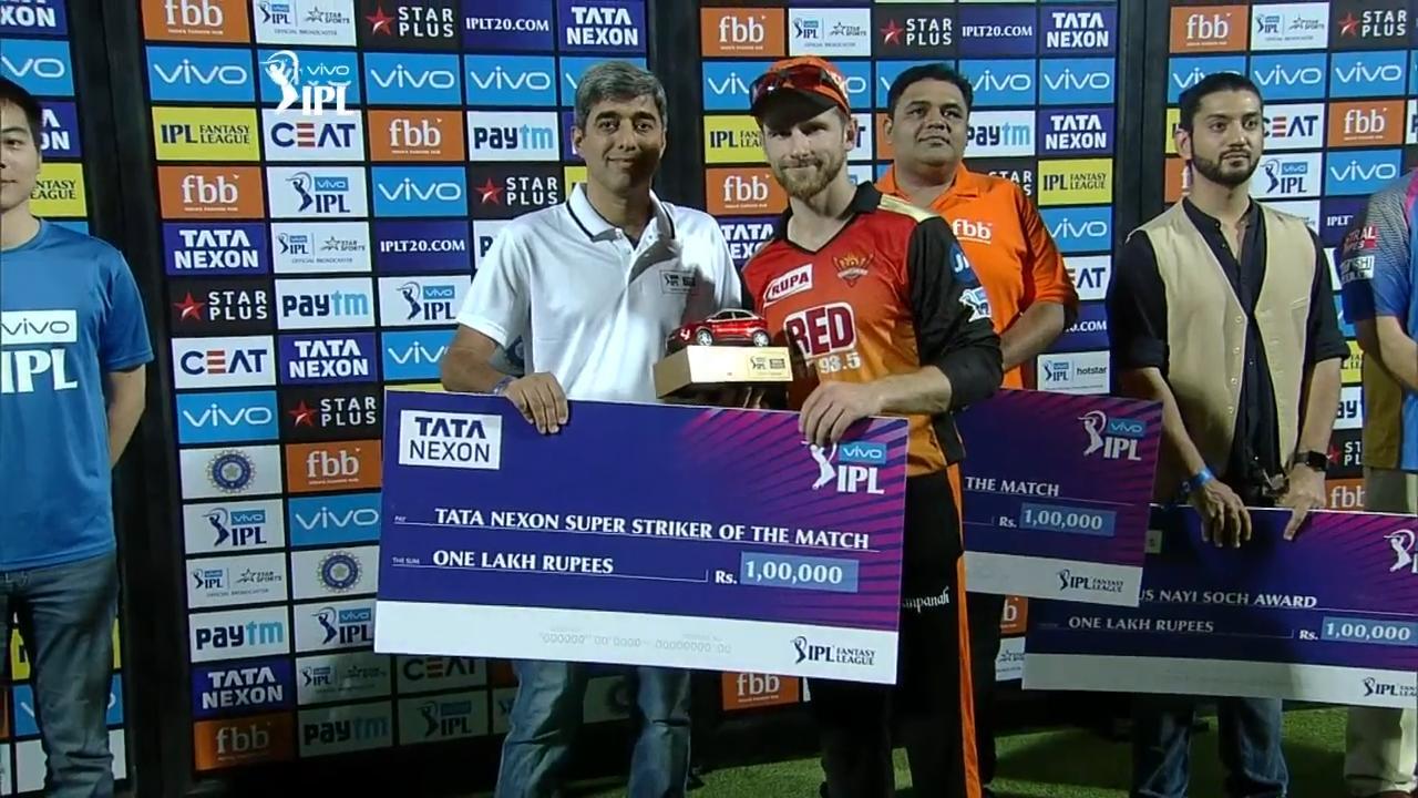 M28: RR vs SRH – TATA Nexon Super Striker of the Match – Kane Williamson background