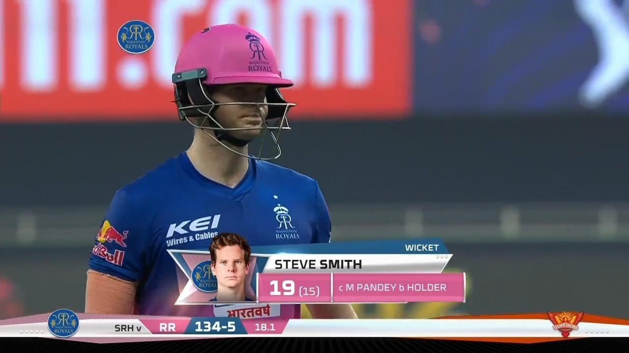 M40: RR vs SRH – Steve Smith Wicket background