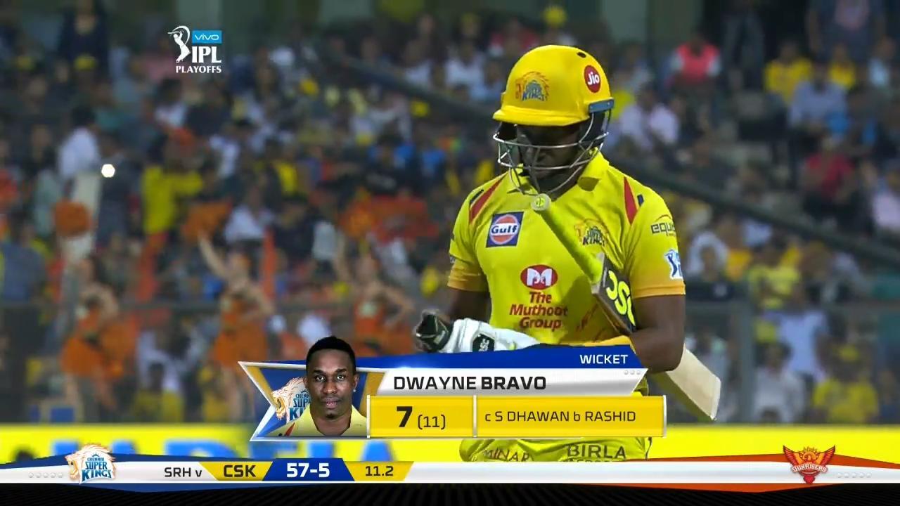 Q1: SRH vs CSK – Dwayne Bravo Wicket