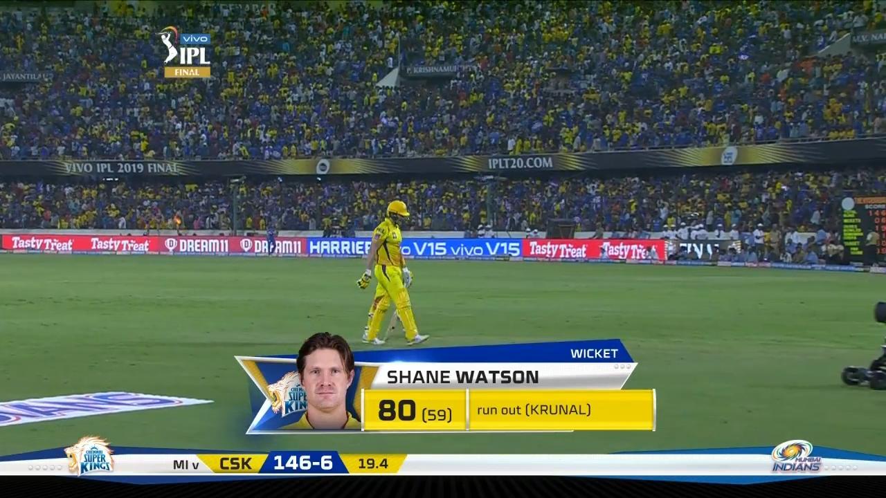 Final: MI vs CSK – Shane Watson Wicket