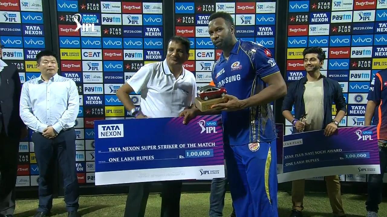 M50: MI vs KXIP – TATA Nexon Super Striker of the Match – Kieron Pollard background