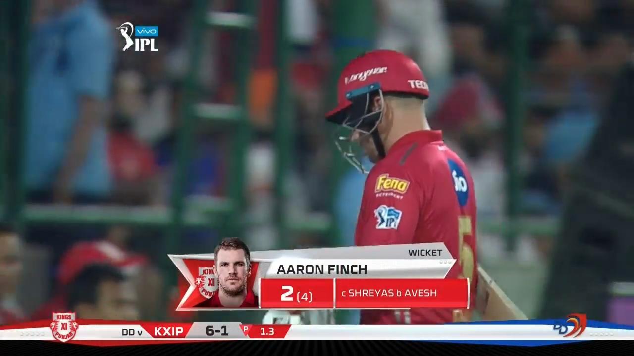 M22: DD vs KXIP – Aaron Finch Wicket background